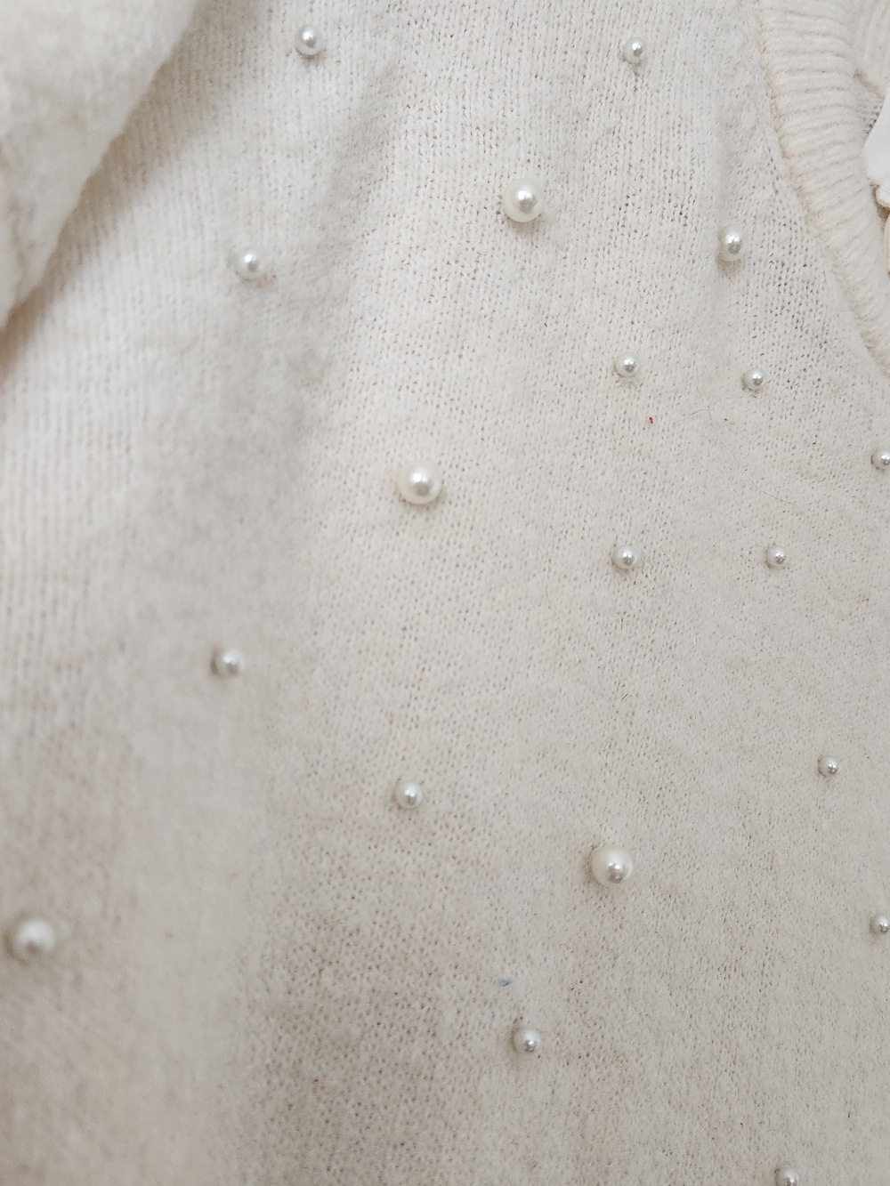 H&M Cream Crewneck Sweater with Pearl Accents - Picture 7 of 8